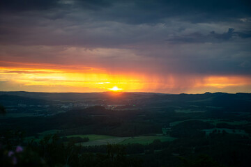 Raining colorful sunset