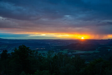 Raining colorful sunset