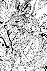 Intricate Animal Mandala Design for Adult Coloring