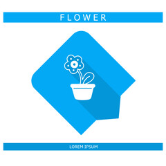 Design icon. Flower icon symbol in flat. Flower symbol design in flat with shadows. Stock vector.	