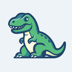 Fototapeta premium Simple vector logo of a T-Rex, in green color 