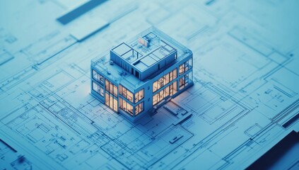 Fototapeta premium Modern House Blueprint Visualization