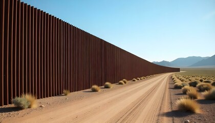 USA Mexican border in Arizona with copy space