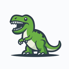 Obraz premium Simple vector logo of a T-Rex, in green color 