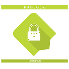 Design icon. Padlock icon symbol in flat. Padlock symbol design in flat with shadows. Stock vector.	