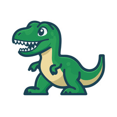 Obraz premium Simple vector logo of a T-Rex, in green color 