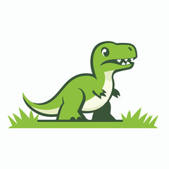 Obraz premium Simple vector logo of a T-Rex, in green color 