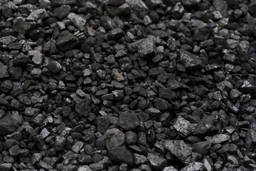 Black Coal Fragments Closeup