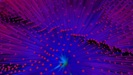 Abstract Macro Shot of Red Dots on Radiating Purple Lines