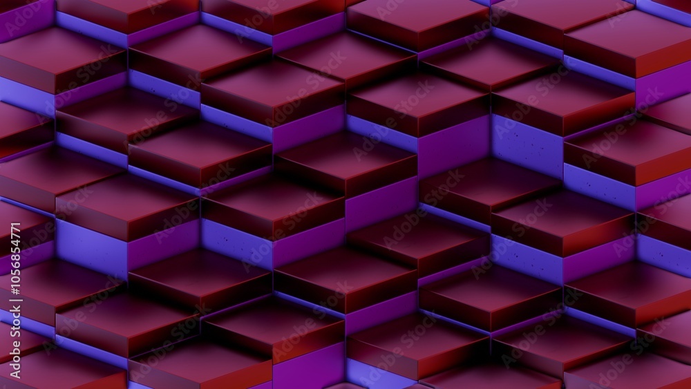 Aufkleber gradient stacked cubes in red and purple tones