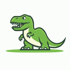Simple vector logo of a T-Rex, in green color 