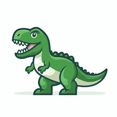 Fototapeta premium Simple vector logo of a T-Rex, in green color 