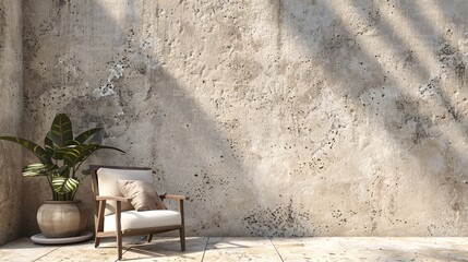 The plastered walls have slightly rough textures and natural tones and light