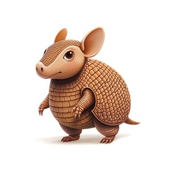 A cartoon armadillo walking on a white background.