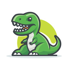 Fototapeta premium Simple vector logo of a T-Rex, in green color 