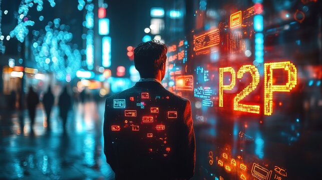 "P2P" text glowing Lending Platforms Comparative Technology