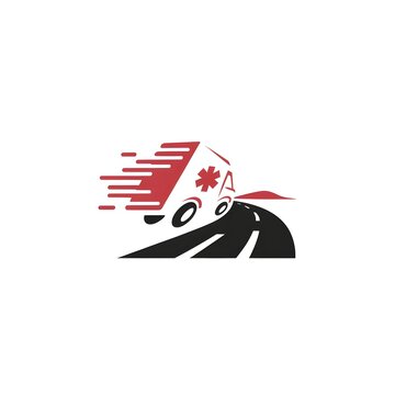 recommend clip art: logo stylized ambulance in motion, with dynamic lines suggesting speed and professionalism, vector illustration  work art 