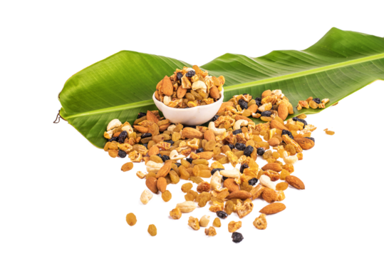 ssorted nuts on white, dry fruits, mix nuts, almond, cashew, pistachio, raisin