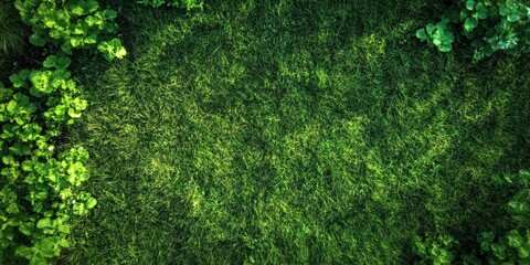 Fototapeta premium Lush Green Lawn Texture from Above
