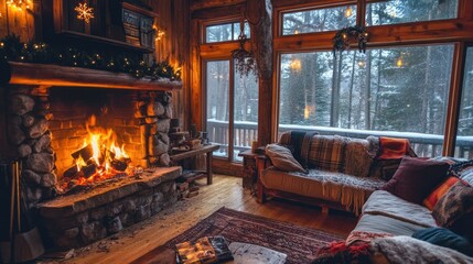 Cozy Cabin with Fireplace and Winter View