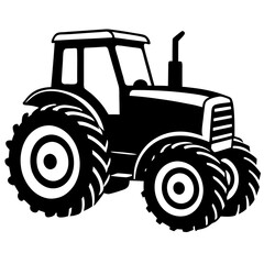 Modern Tractor silhouette vector illustration on a white background
