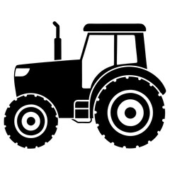 Modern Tractor silhouette vector illustration on a white background