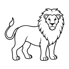 Obraz premium lion silhouette outline cartoon isolated on white