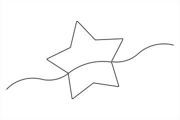 Star continuous one line drawing hand draw doodle vector illustration