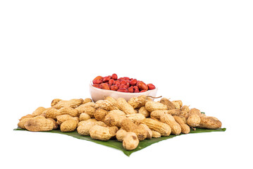 Peanuts isolated on a white background,Appetizing peanuts isolated on white background, close-up