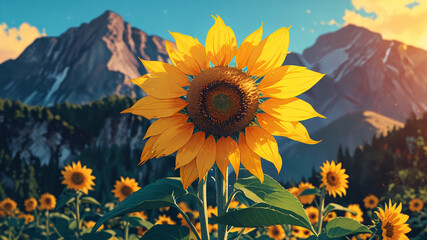 Luminous sunflower in water design 9.
