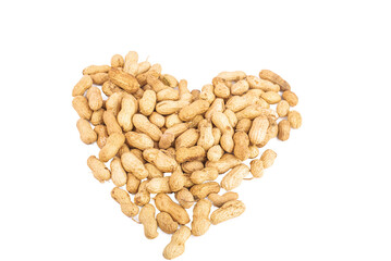Peanuts isolated on transparent png background. The view from the top.
