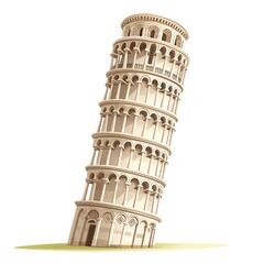 A cartoon Leaning Tower of Pisa slightly tilted on a white background.