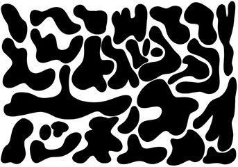 Set of graphic elements of irregular shape in black on white background as a background for text. illustration of various geometric shapes with smooth edges.abstract organic black shapes. Abstract art