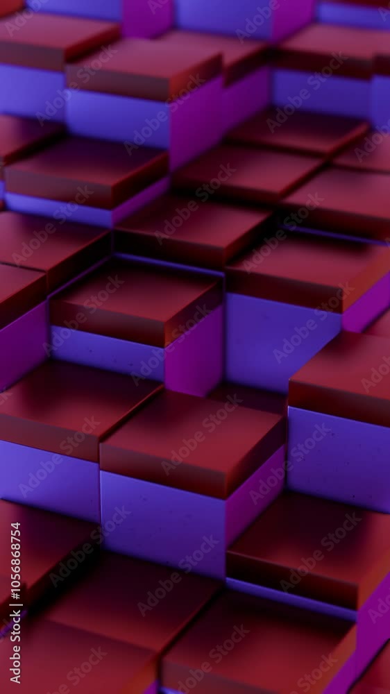 Poster gradient stacked cubes in red and purple tones