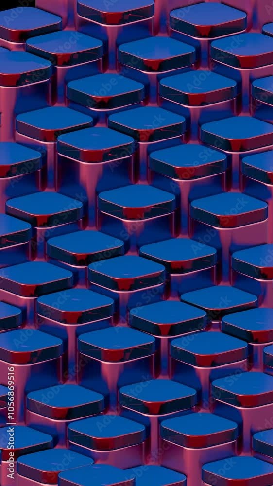 Poster abstract stacked blue and red rounded shapes