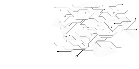 Vectors White Abstract geometric dots and lines connection circuit concept. Global communication technology background design