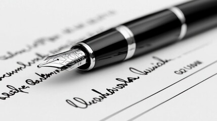 Fototapeta premium Approved Mortgage Agreement with Pen - Top-down view of stamped approval on legal document with writing tool