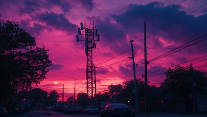 Vibrant Sunset Over City