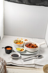 Traditional Indonesian Food - Ayam Penyet, Fried Duck, Green Sambal, Siomay Batagor, Soto Betawi, Rib Soup, Satay, Meatball