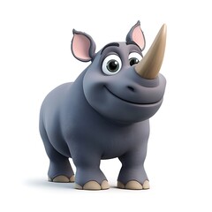 Fototapeta premium A cartoon rhino standing on a white background.