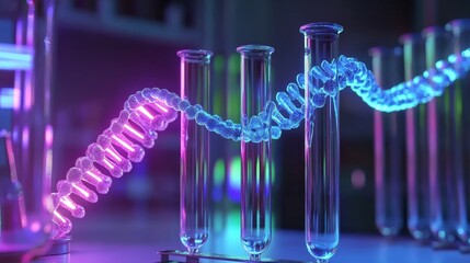 Futuristic DNA Editing in Vibrant Laboratory Environment
