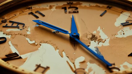 timekeeping concept time indicating map blue Close-up clock face hands vintage-style global creating world vintage earth antique travel historical international classic retro hours minute second navi - Powered by Adobe