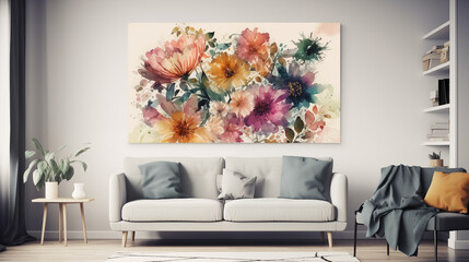 
flowers poster mockup wall art