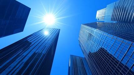 Fototapeta premium Futuristic Office Building with Solar Panels