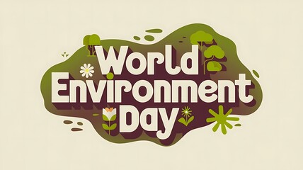World Environment Day Celebration with Green Foliage and Flowers