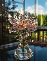 Reflections: Explore the reflections in the glass flower, both from the window and from the surroundings.