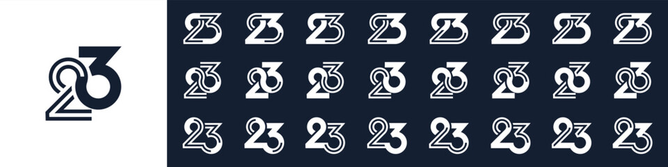 collection of creative number 23 logo designs. abstract twenty three design vector illustration