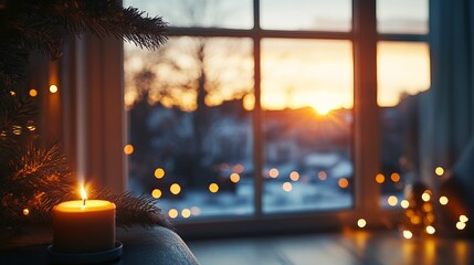 the beautiful light at sunrise or sunset on New Year’s Day for a natural, warm, and hopeful atmosphere 