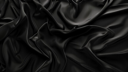 Dark crumpled silk fabric texture, providing a dramatic and luxurious background suitable for high-end and refined designs.