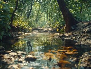 Peaceful Stream Through Forest